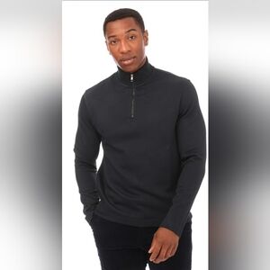 Ted Baker London Morric Men's Size 5 L to XL Navy  Textured Half Zip Shi…